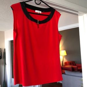Calvin Klein Tank with Faux Leather Trim